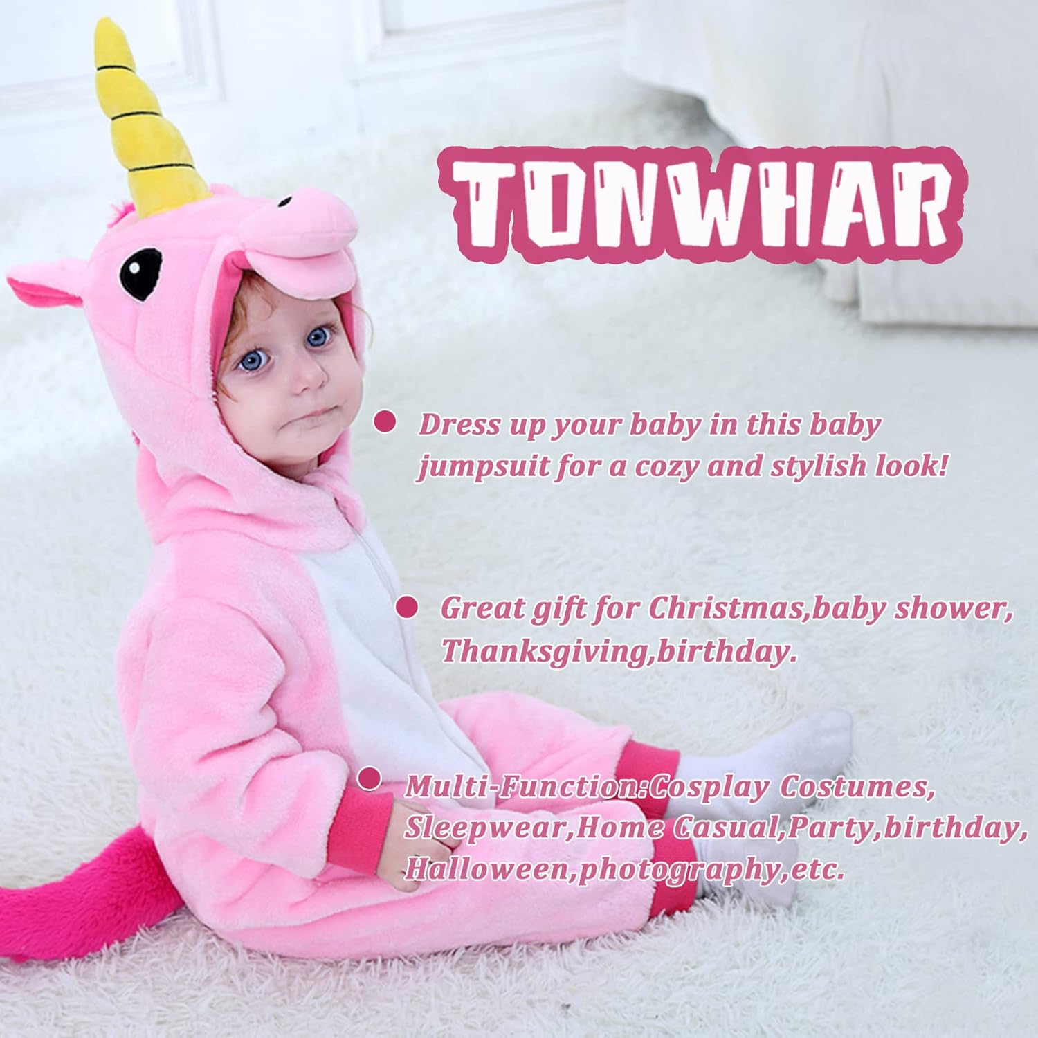 TONWHAR Infants Toddlers Halloween Cosplay Unicorn Costume Kids' Animal Outfit Snowsuit - Image 5