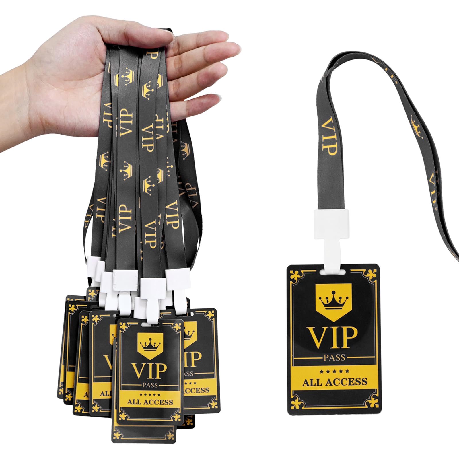 Cordones para insignia VIP y tarjetas de pase de plástico (25 piezas) – Pase de identificación temporal reutilizable para oficina, escuela, eventos, tarjetas de seguridad de plástico PVC