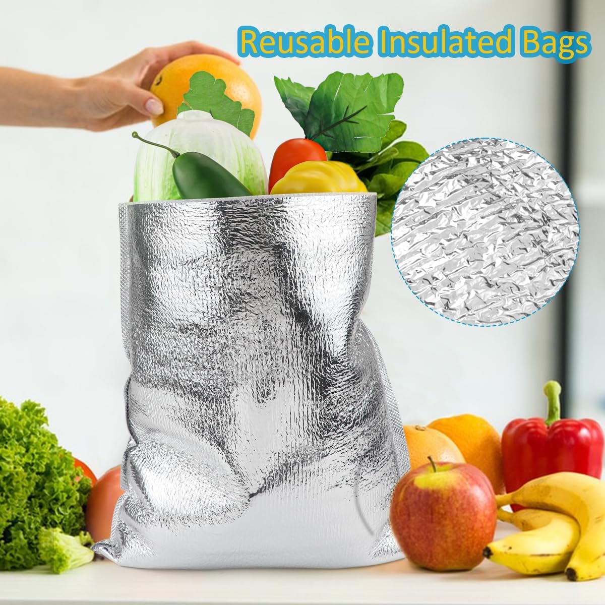 25Pcs Insulation Bags, Reusable Insulation Thermal Box Liners Shipping Bags Waterproof Insulation Package for Lunch Food Bento Picnic, 11.8"x13.8"