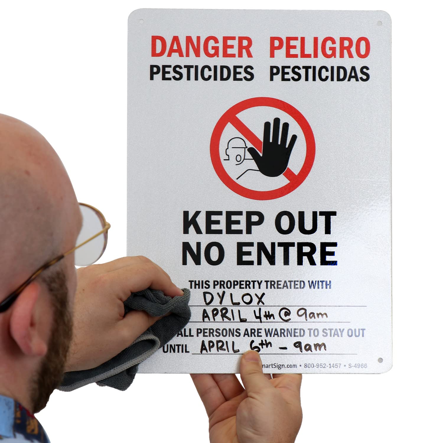 SmartSign "Danger - Pesticides, Keep Out" Bilingual Sign | 10" x 14" Aluminum — Amazon image 4