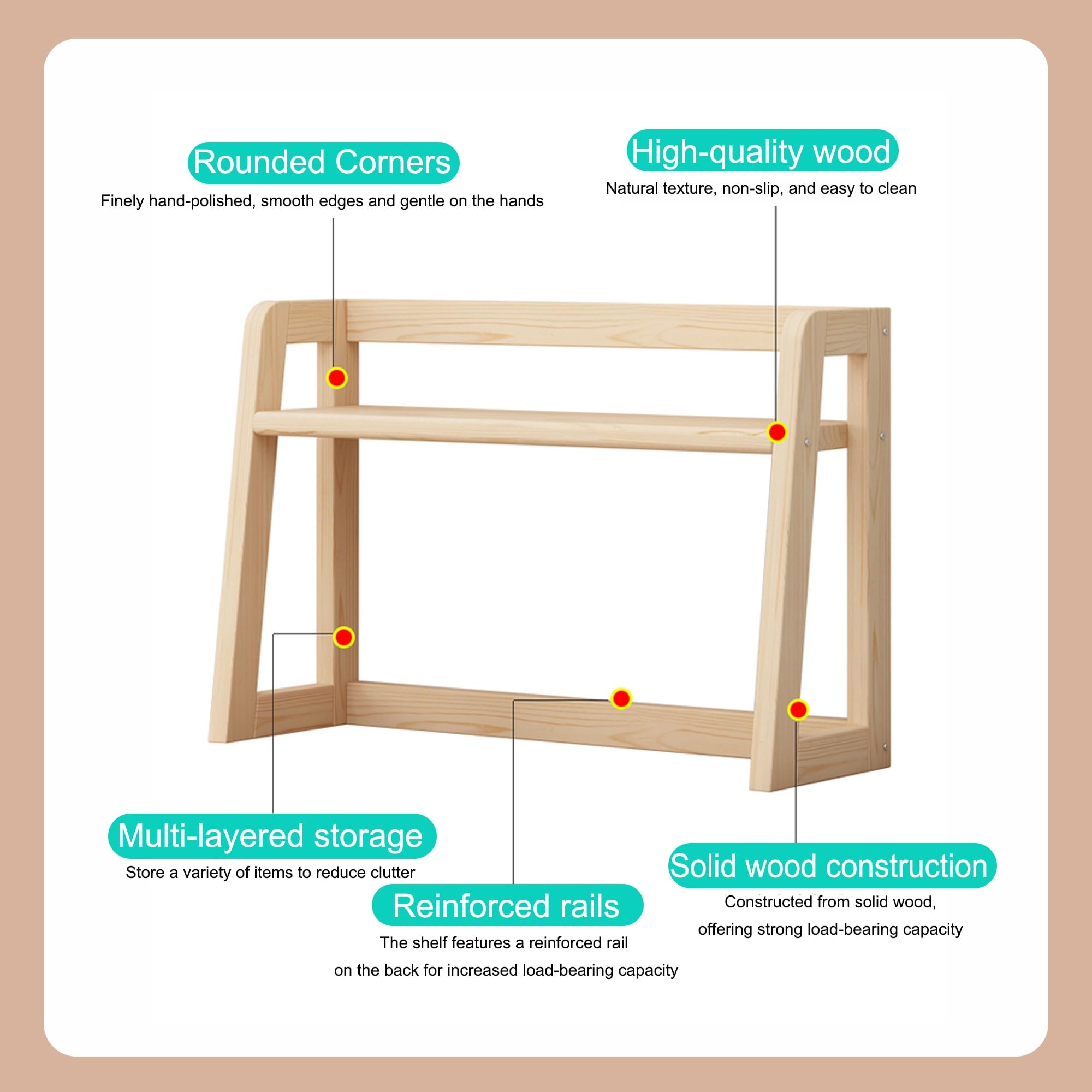 Etagere de Bureau en Bois Rangement Livre pour Bureau Maison Dortoir Espace de Travail(60cm/23.6in)