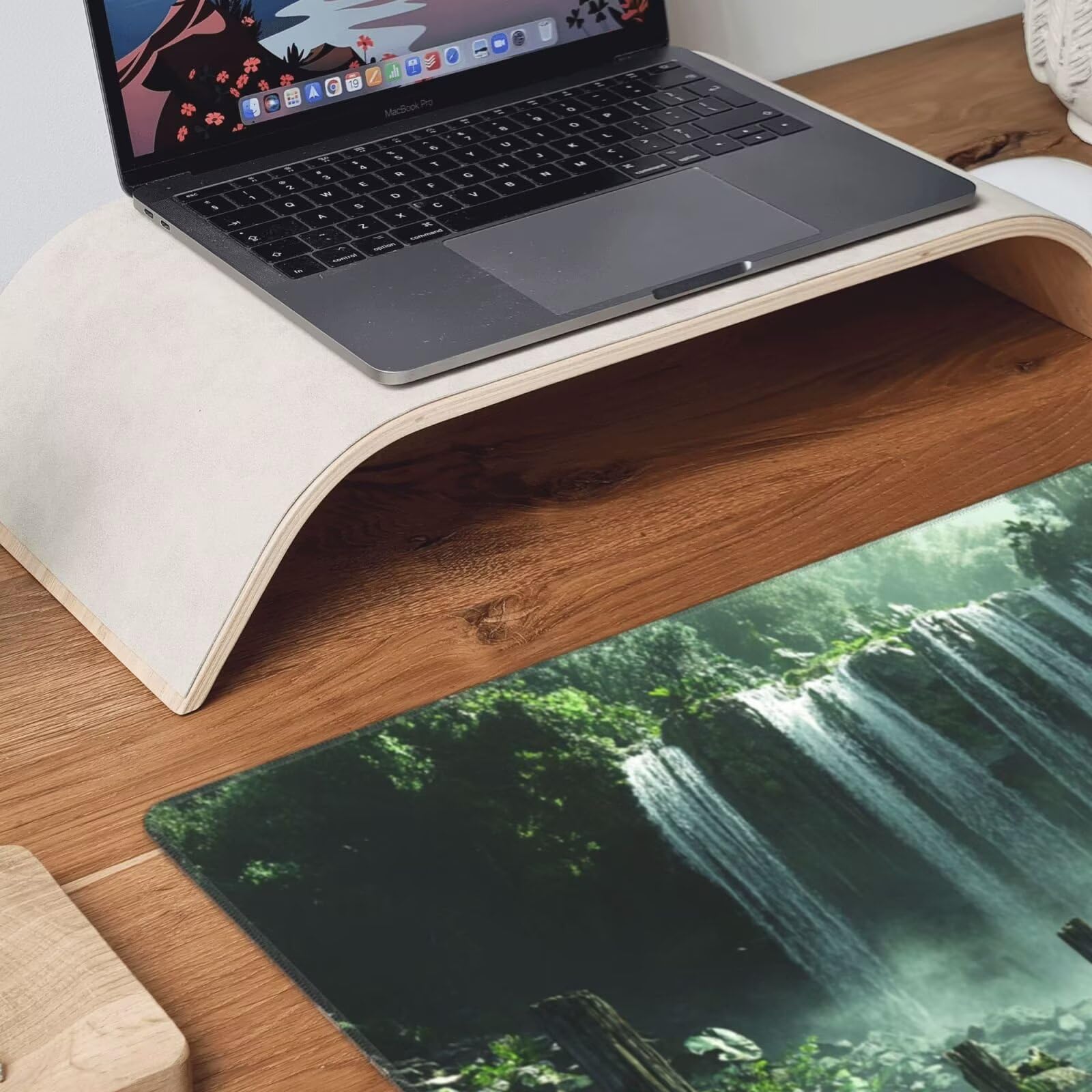 Zielona podkładka pod mysz XXL Kaskadowa mata na biurko 1600 x 800 x 3 mm zmywalna podkładka do gier na laptopa, z antypoślizgową gumową podstawą do gier, PC, pracowników biurowych Y269