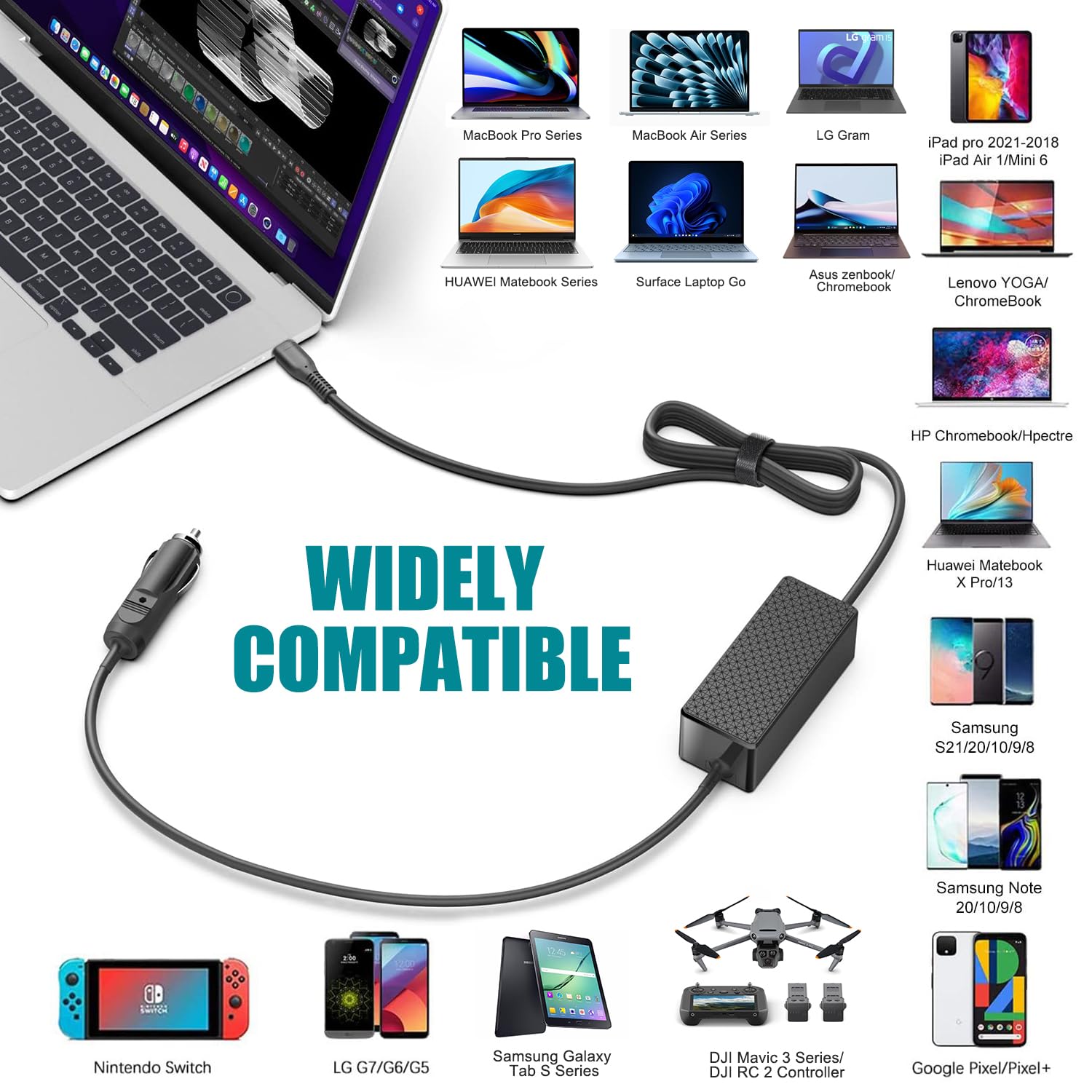 TAIFU 100W USB C Caricatore Auto per Anker SOLIX C200 C300, Jackery Explorer 240 V2 Centrale Elettrica Portatile, Drone DJI Mavic 3 Pro/Mavic 4 Pro, PC da Gioco Portatile Alimentatore da auto USB-C