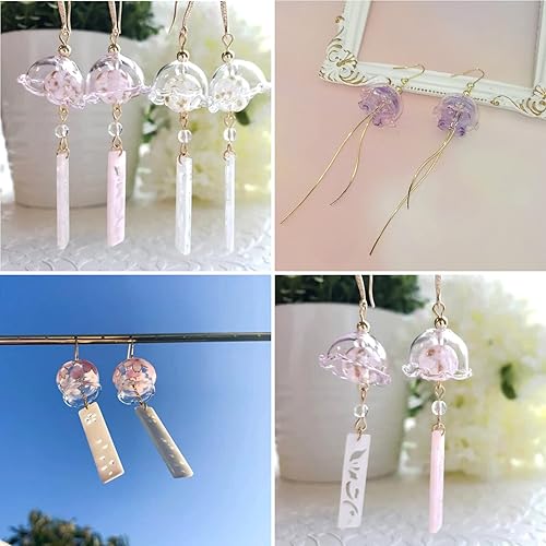 Vista 67 de FASHEWELRY 10 cuentas de cristal hechas a mano, cuentas florales de cristal, cuentas espaciadoras de flores de trompeta transparentes, cuentas