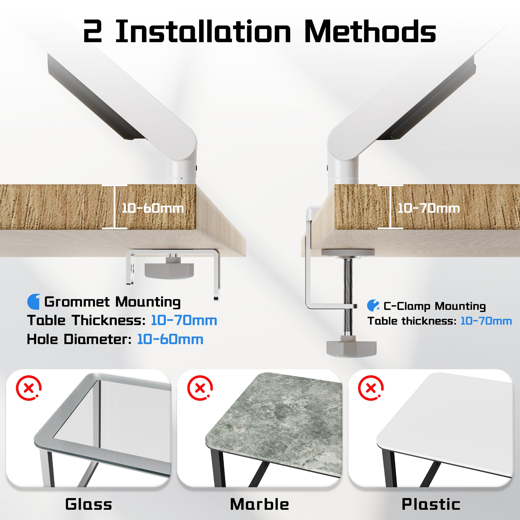 Fydeamer Braccio singolo per monitor, resistente supporto a molla a gas per schermi da 17-32 pollici fino a 9 kg, supporto da scrivania regolabile con movimento completo con compatibilità VESA 75 x 75