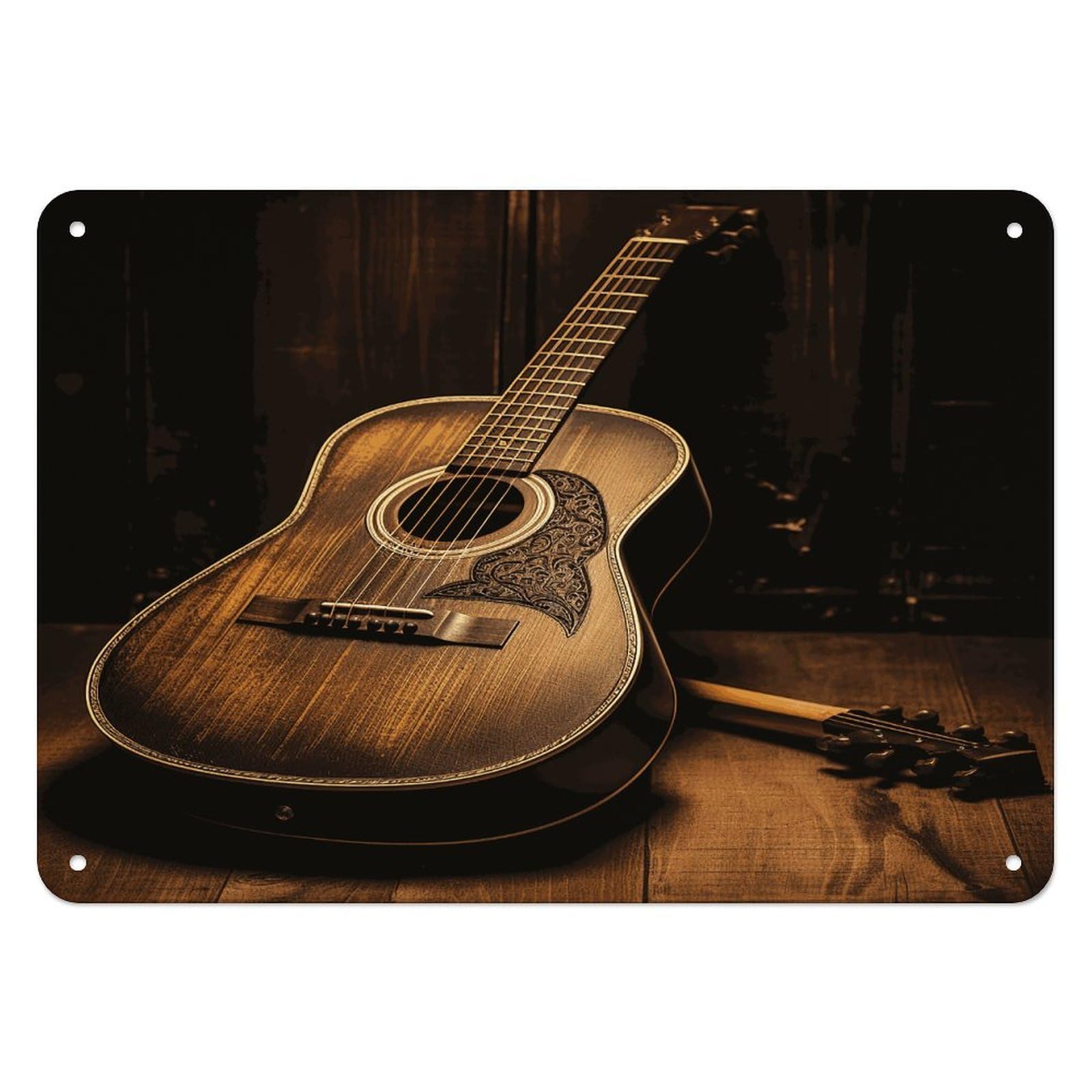 Fekiloot Style Old West Guitar Wall Decor Iron Painting Metal Sign