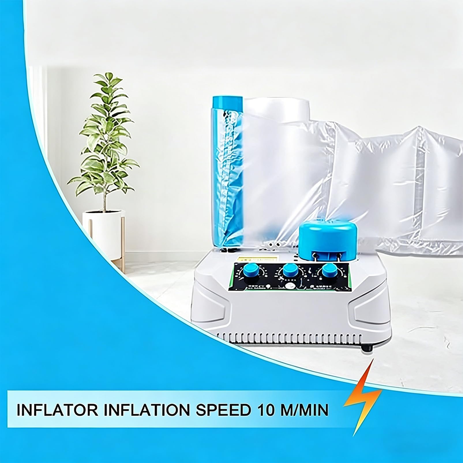 Luftkissenmaschine, tragbarer Inflator für Schutzverpackungen, 5–10 m/min Geschwindigkeit & Heißsiegelung, ideal für Versand und Heimgeschäft