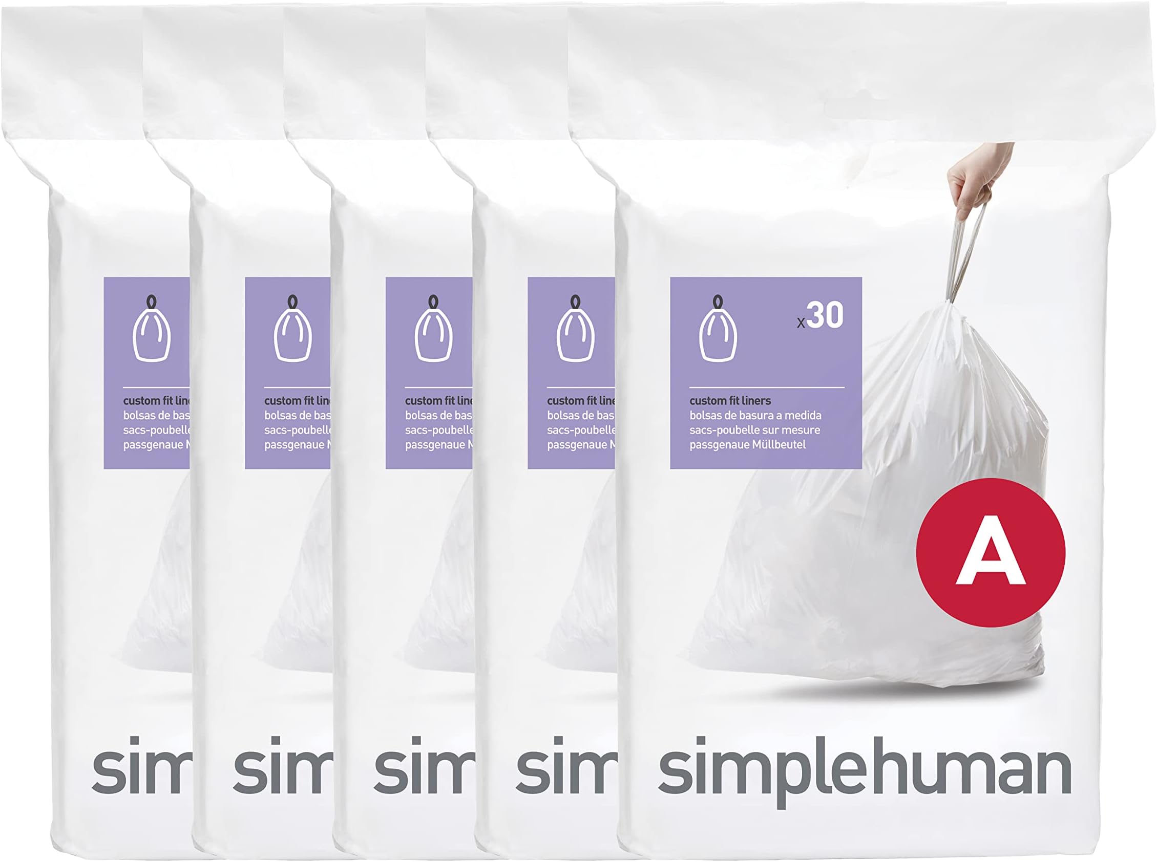 Code A Custom Fit Drawstring Trash Bags in Dispenser Packs, 150 Count, 4.5 Liter / 1.2 Gallon, White