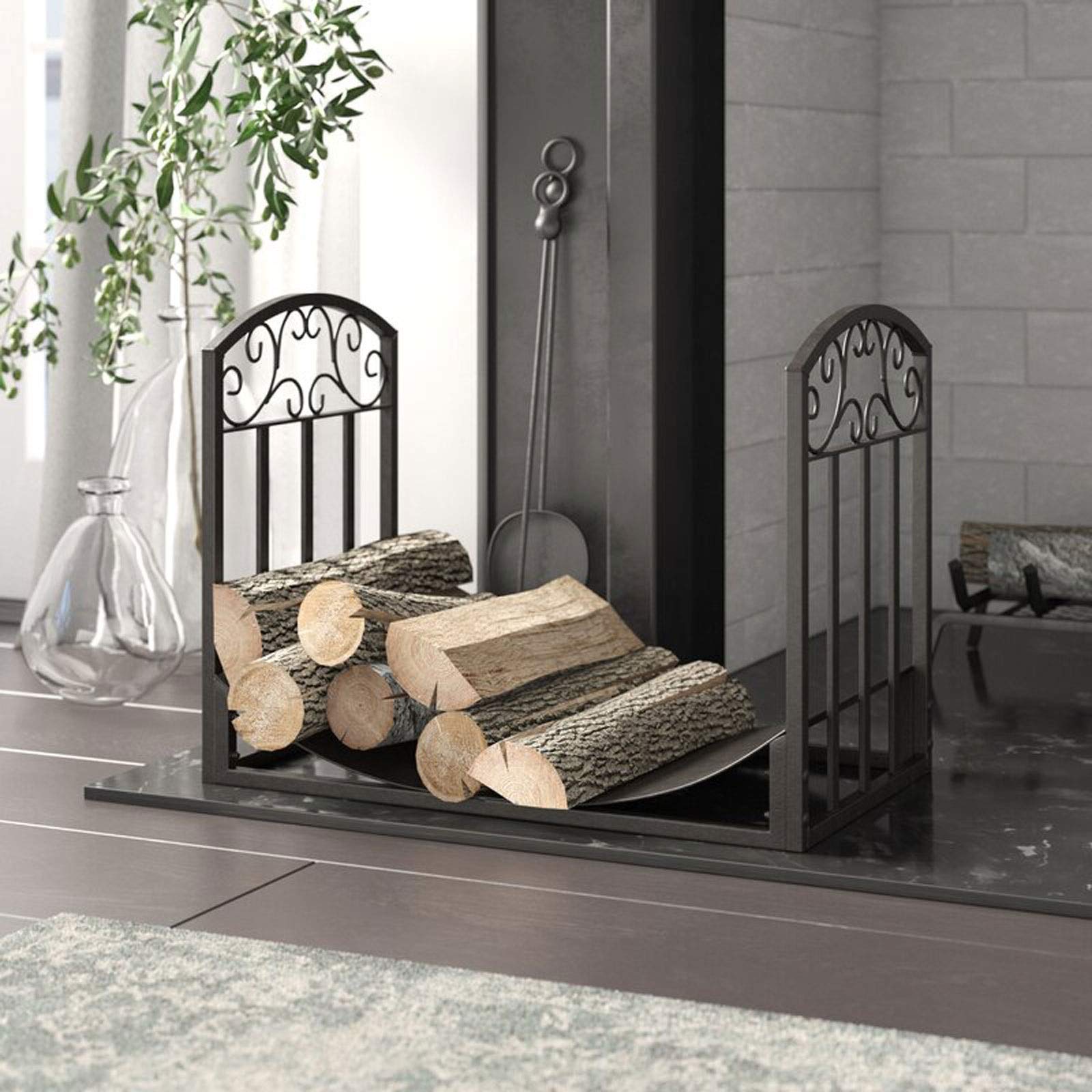 Estante de Registro de Chimenea Firewood Rack Chimenea Herramienta Rack Interior al Aire Libre Soporte de Kindling Pesado Estufa de Madera Accesorios Almacenamiento Madera para