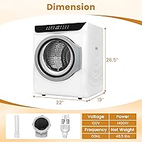 Vista 9 de Auertech Juego combinado de lavadora y secadora portátil, 2.8 pies cúbicos. Secadora de ropa portátil con secadora de botas, lavadora totalmente