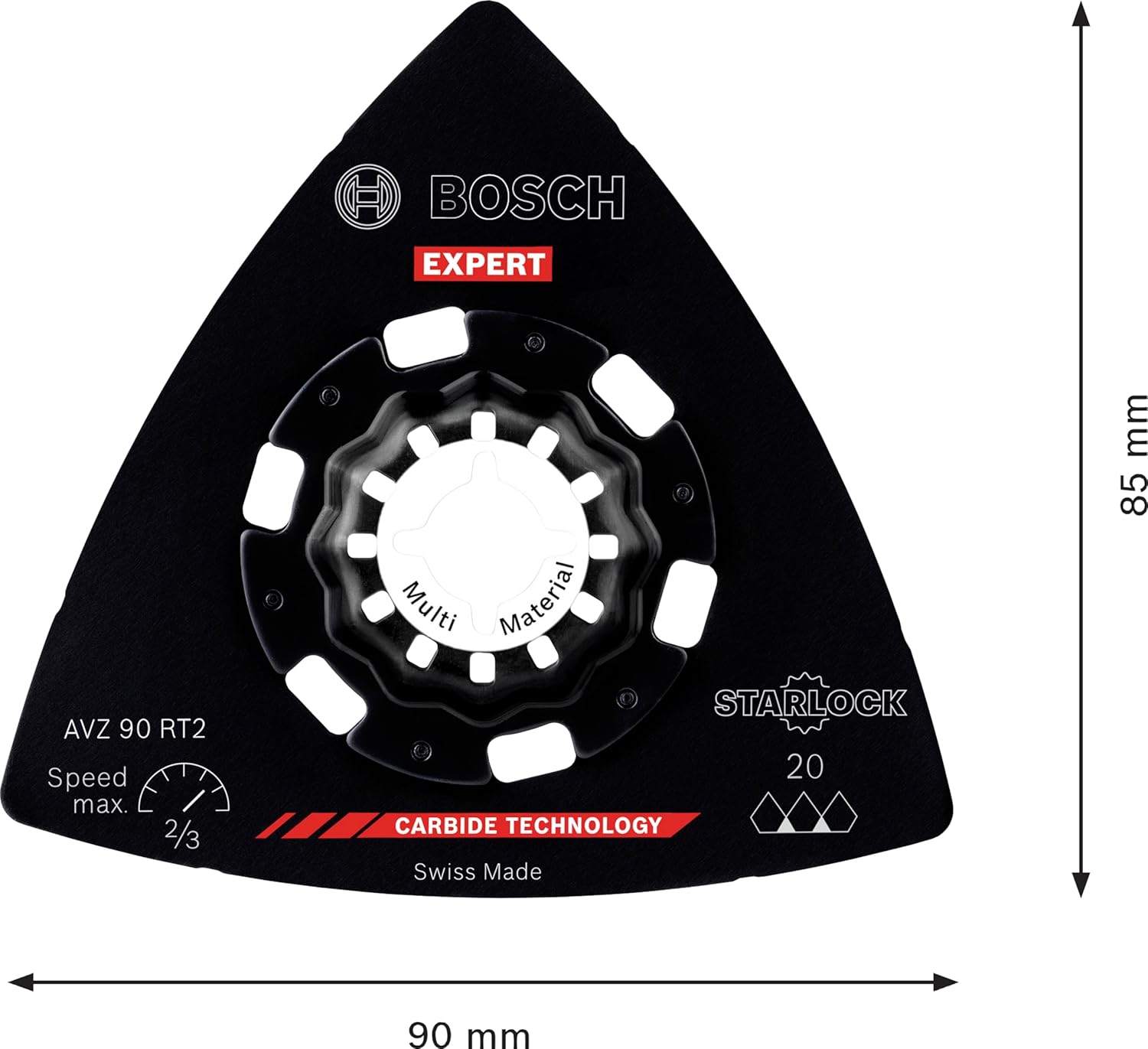Bosch 1x Expert AVZ 90 RT2 Sanding Plate (for Mortar, Glue, Ø mm, Grit 20, Professional Accessory Multitool)