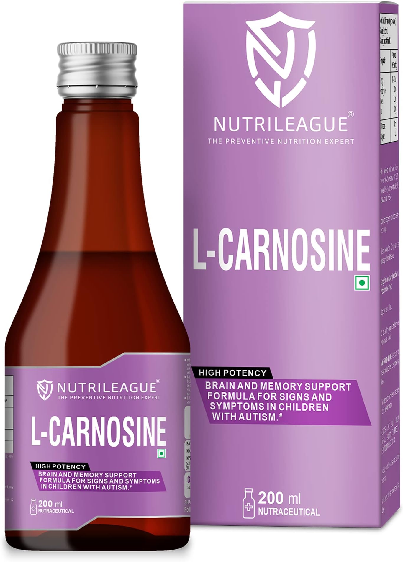 L- Carnosine Syrup | 200 ml | Brain & Memory Support | Autism Care | Supports in Learning Disabilities (Pack Of 1)