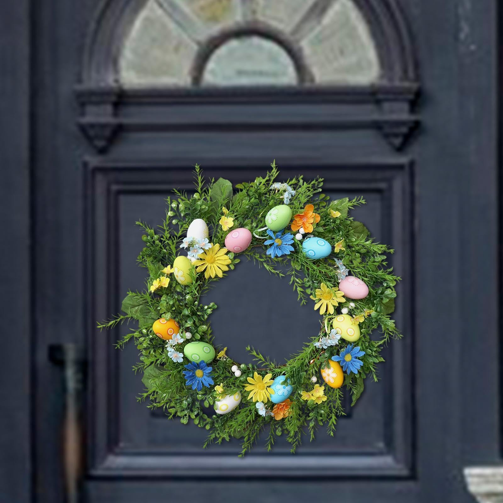 Ghirlanda Pasquale da 24 Pollici per La Porta D'ingresso con Uova, Ideale per Feste in Casa E All'aperto.