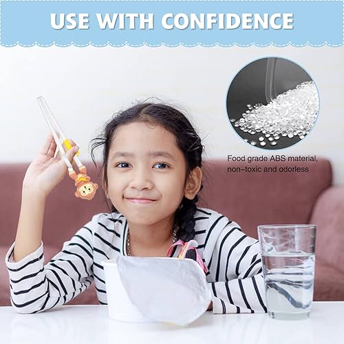 Miniatura 6 de Quimoy Juego de entrenamiento de palillos para niños, diseño de dibujos animados de animales lindos - Mono amarillo y vaca blanca