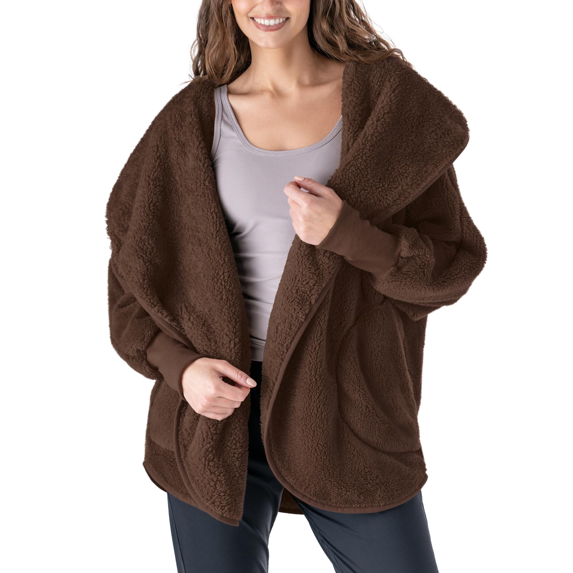 Hello Mello Comfort Zone Oversized Cardigan Faux Sherpa Sweater for Women