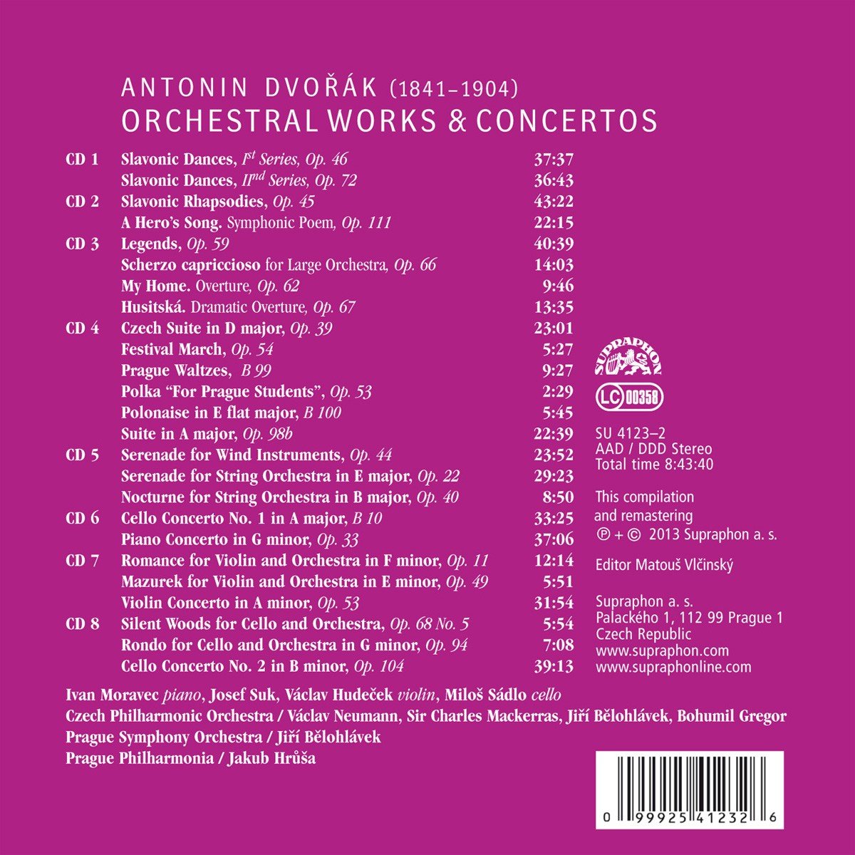 Dvorak: Obras Orquestales Y Conciertos (8 Cds) / Orq. Fil. Checa