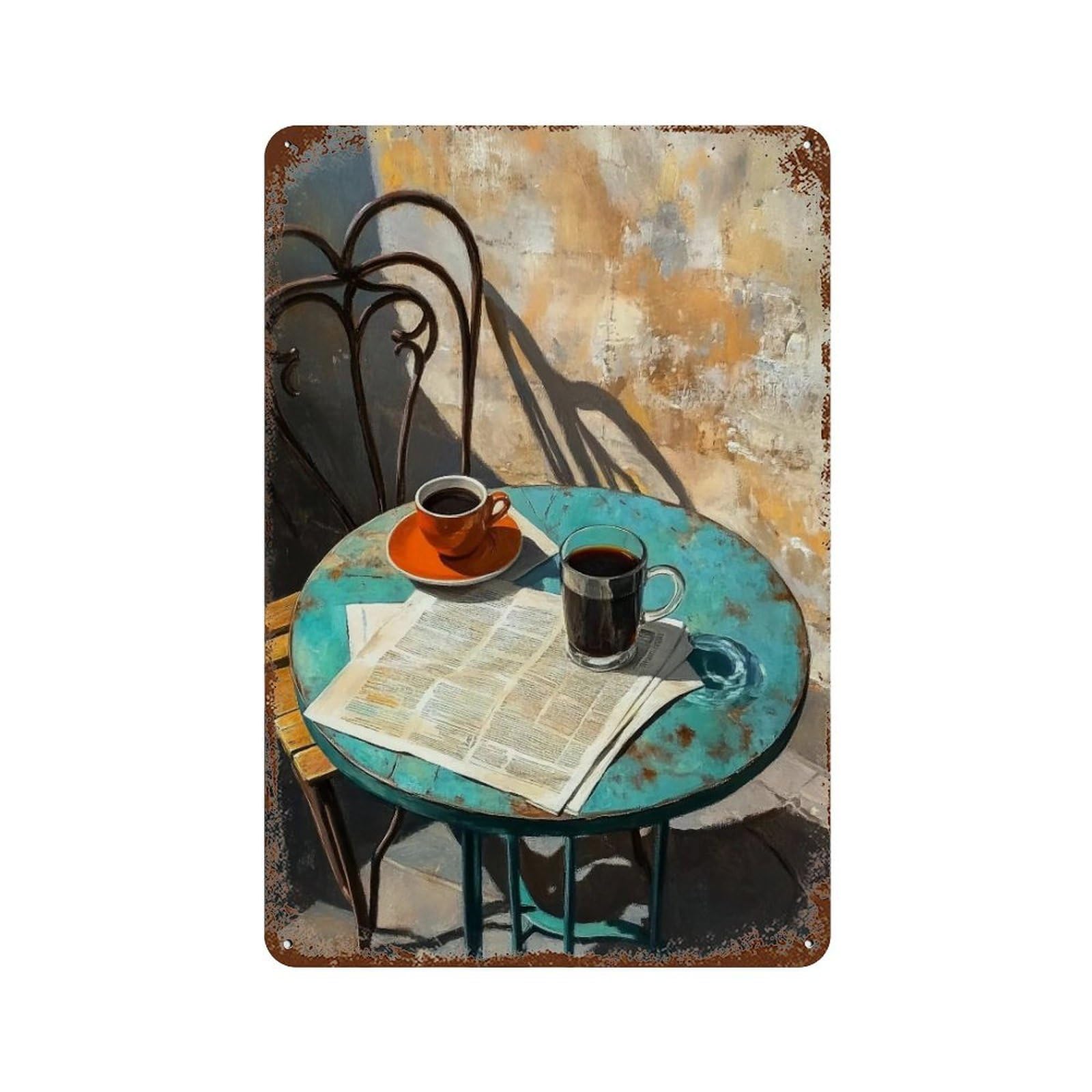 YHGERTKU Café Morning 03 Wall Art Retro Iron Vintage Metal Tin Sign Poster Modern Decor for Living Rooms Gift 30x20cm