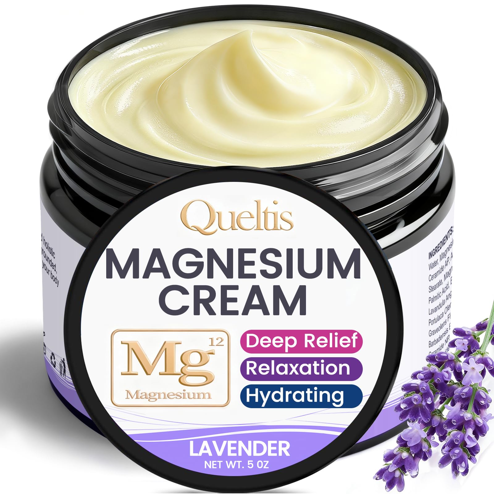 Magnesium Cream, Magnesium Lotion for Sleep, Pain & Leg Cramps, Topical Magnesium Chloride Cream for Muscle Relaxation, Calm, Moisturizing - Skin-Friendly & Safe for Kids & Adults | 5OZ (Lavender) Lavender 5 Ounce (Pack of 1)