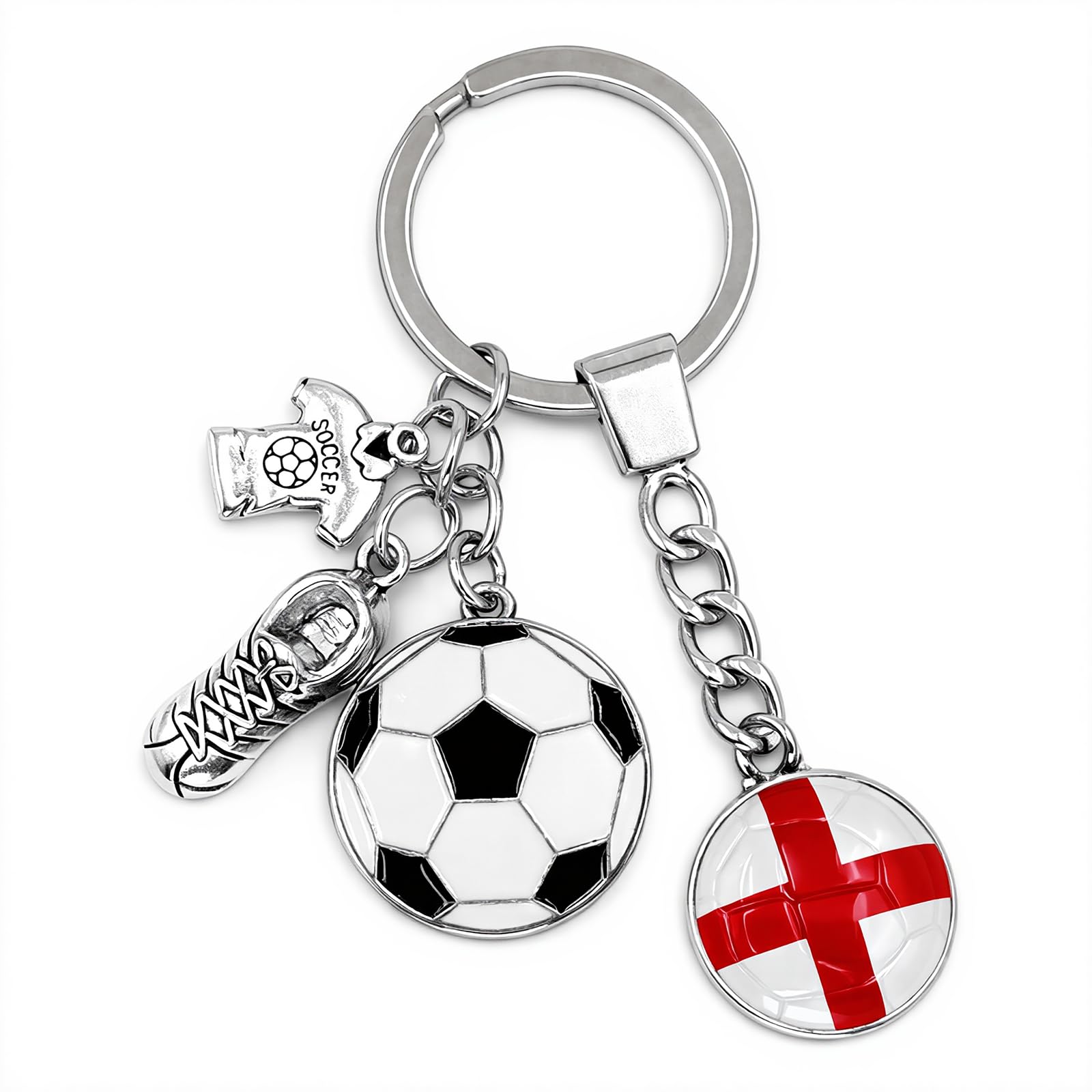 World Cup England Football Keychain 2026 Football Keyring for Backpack Keyrings for Men Charm Hanging Bag England-themed Key Chain Small Pendant Gifts for Men Women English Fans favors 9cm Long