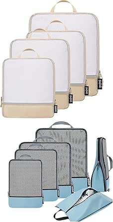 BAGAIL Cubes d'emballage pour Valise 8 Ensemble, Organisateurs d'emballage de Bagages légers