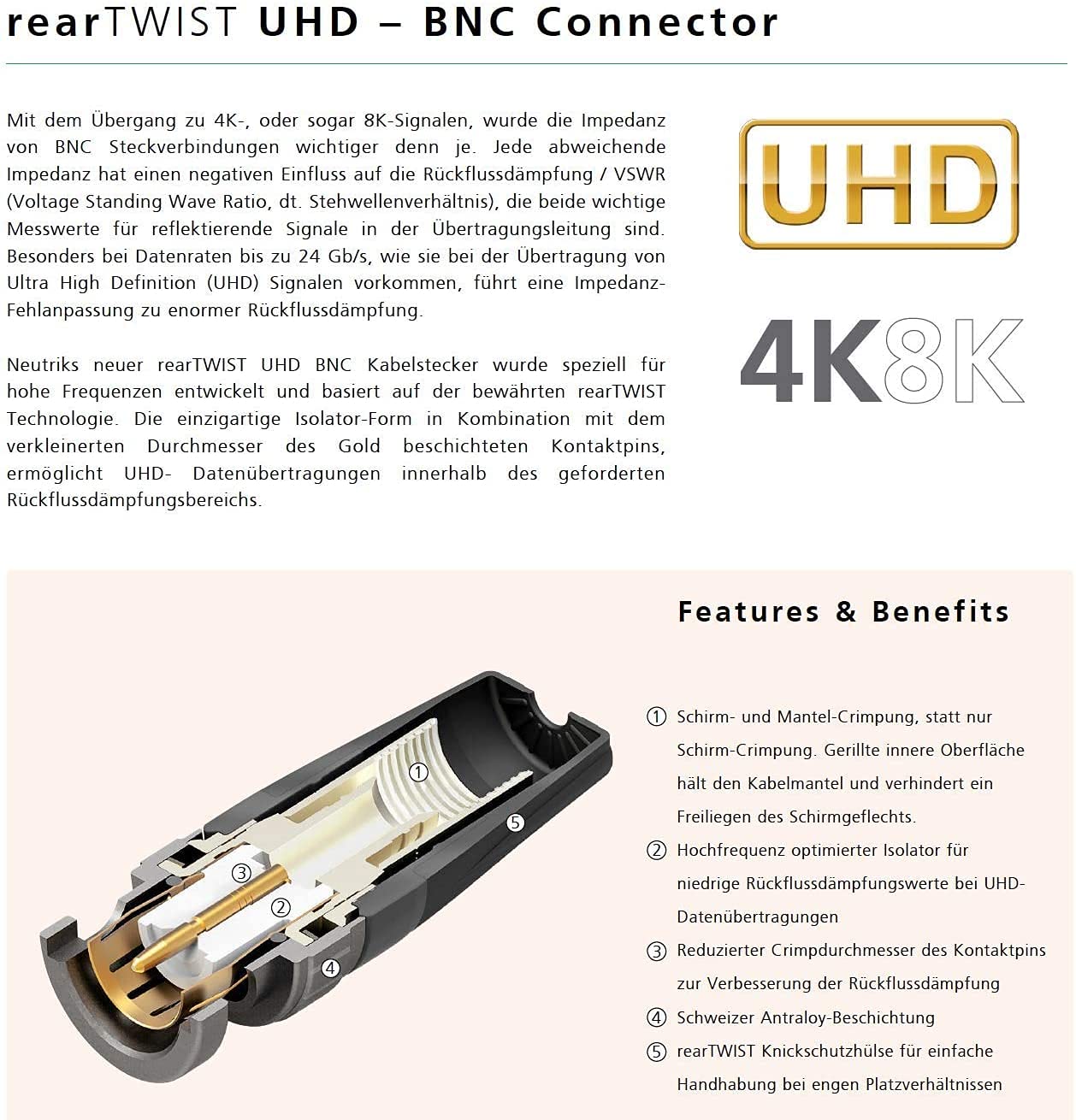 Sommer Cable VTGX-5000-BL-BL - Cable de conexión de vídeo (50 m, 6G, 3G, SDI, 4K, UHD, HD-SDI (HDTV) SC-Vector 0.8/3.7, 1 x 0,80 mm², conector BNC NEUTRIK, 164.00 ft