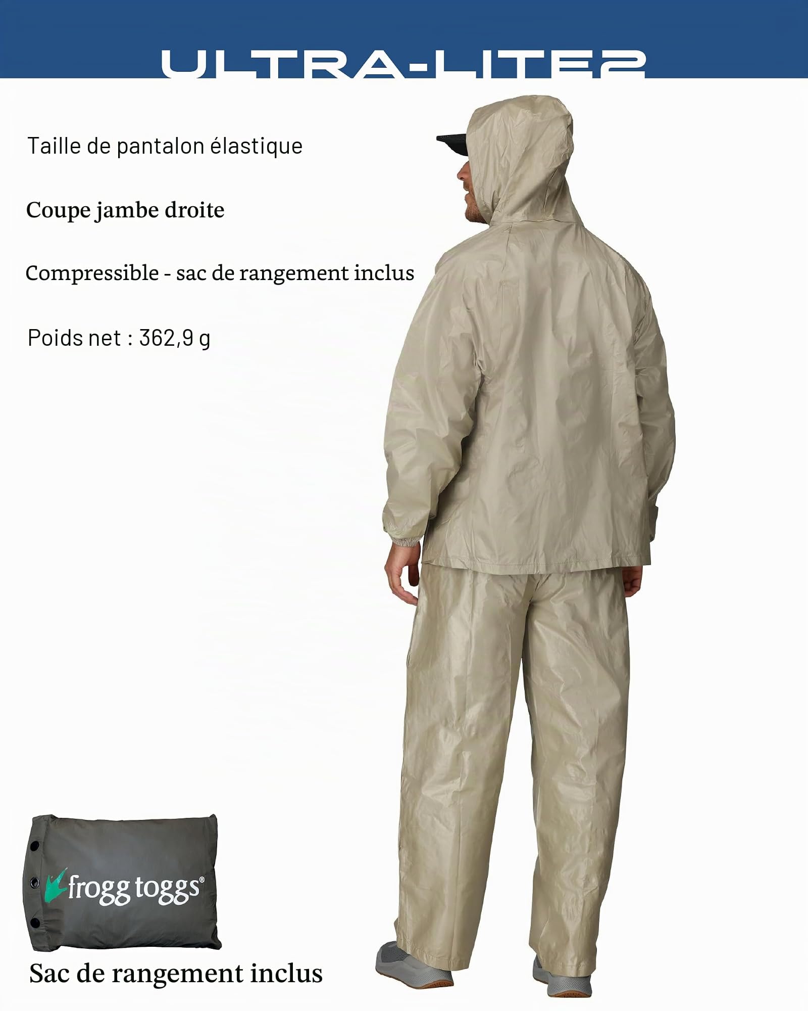 FROGG TOGGS Ultra-lite2 Waterproof Breathable Protective Rain Suit Combinaison de pluie Ultra Lite Mixte (lot de 1)