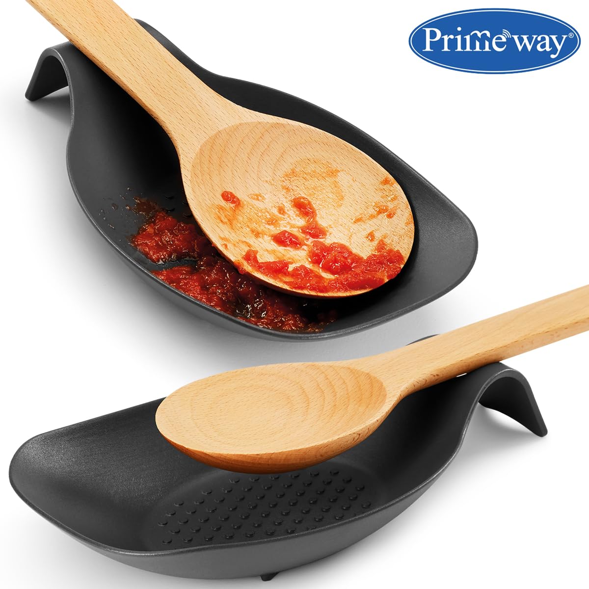 Primeway® PP Spoon Rest for Home & Kitchen | Platform and Dining Table | Holding Messy Spoon While Cooking | Ladle Spatula Cooking Tools Holder for Kitchen Counter | Large | Grey 2