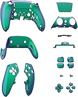 Vista 4 de eXtremeRate Juego Completo de Carcasa con Botones Touchpad Compatible con Controlador PS5 Edge, Carcasa Decorativa de Repuesto Verde Púrpura