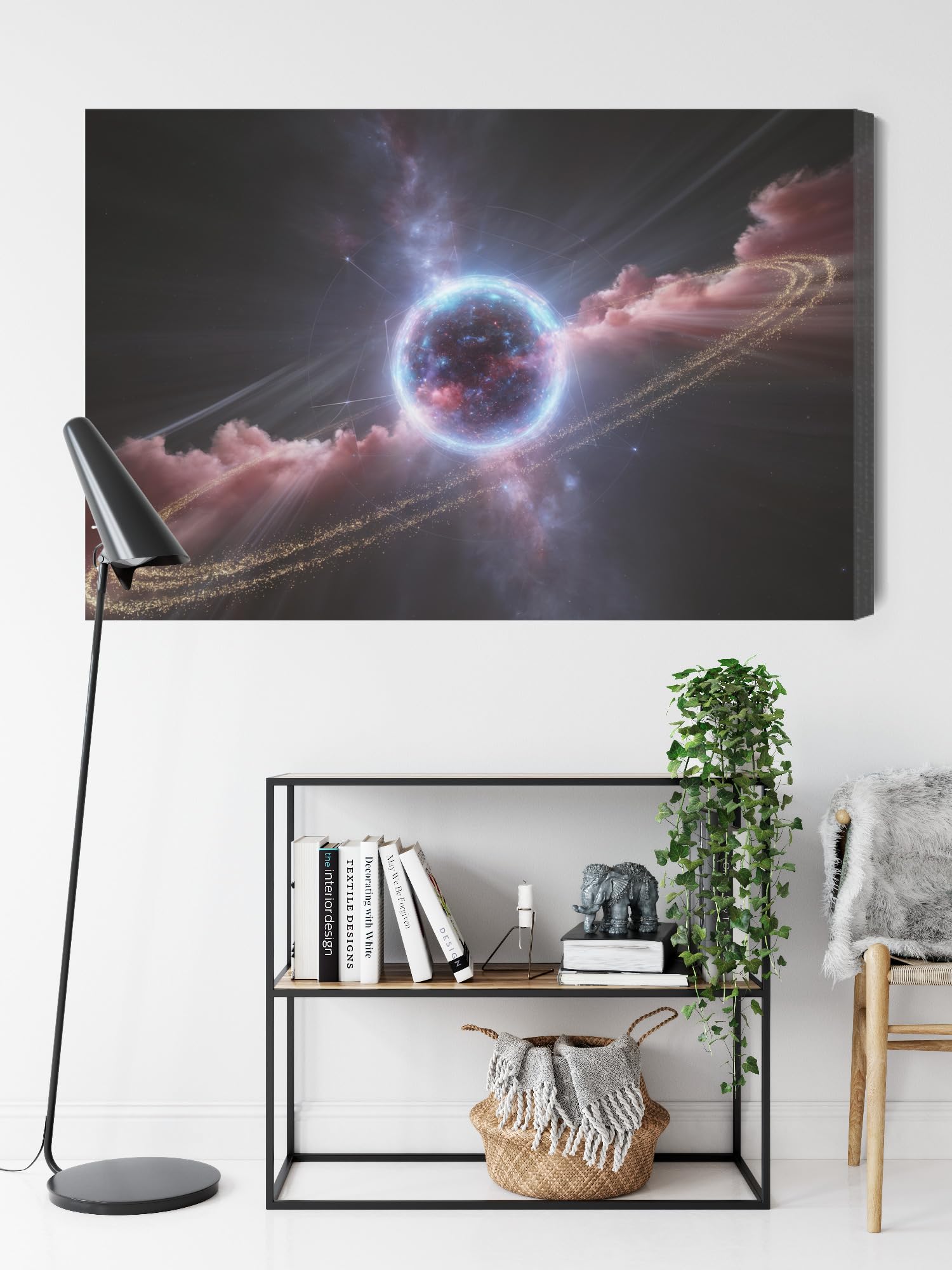 WALLERO Impression sur toile, espace, étoile, explosion, planètes, astronomie, édition 7, 100 x 70 cm