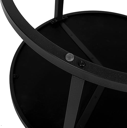 Miniatura 12 de Juego de 2 mesas auxiliares apilables rústicas, modernas mesas auxiliares redondas de madera con patrón de mármol para sala de estar, dormitorio,