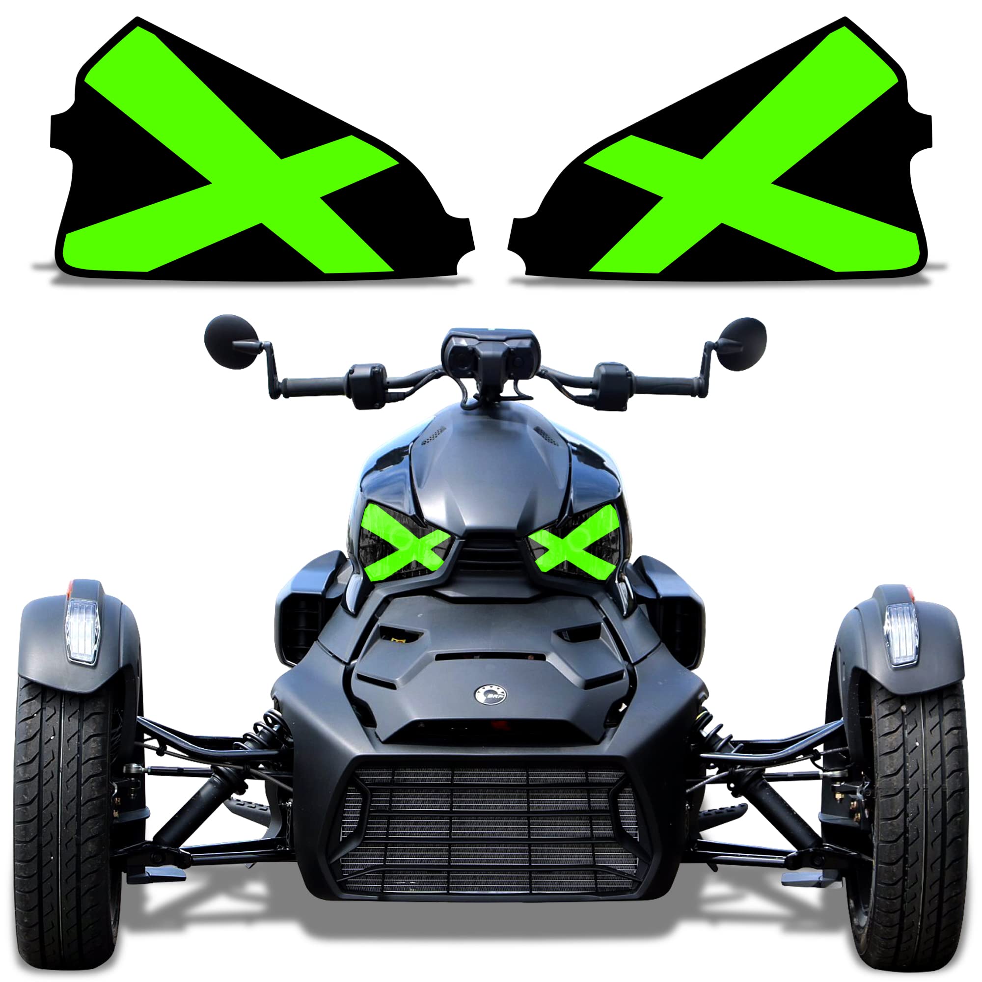 AMR Racing Roadster Headlight Eye Graphics Decal Cover Compatible with Can-Am Ryker 2019-2022 - Lights Out Green