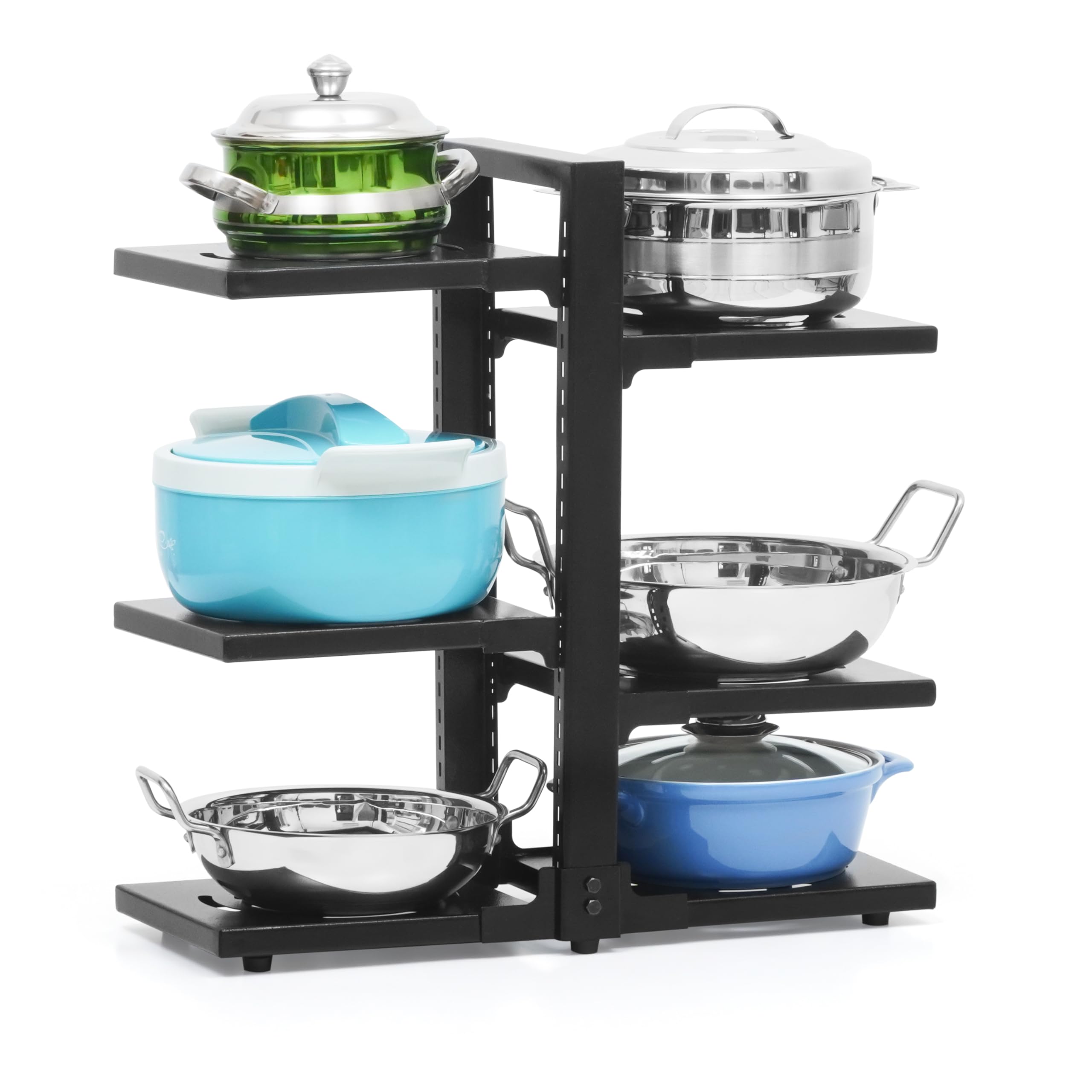 6 Tier Hight Adjustable Metal Portable Pot Pan Rack Countertop Organizer Heavy Duty Countertop Floating Shelves Pan Pot Organizer Rack Tiered Shelf Cabinet Pantry Pot Pan Holder - 3 Diy Method