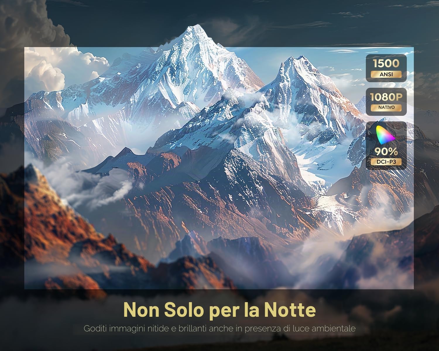 Videoproiettore 4K 【1600 ANSI/Google TV】 Auto Focus/Keystone Proiettore video diurno 4K WiFi Bluetooth FHD 1080P, APP Officille, Controllo Vocale, HDR10, Retroproiettore Home Cinema/Esterno Zoom 50%