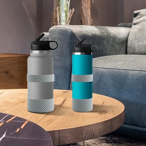 Miniatura 7 de Bota para botella de agua, doble protección de silicona con textura de diamante, protector de bota de silicona de 12 a 40 onzas y más botellas de