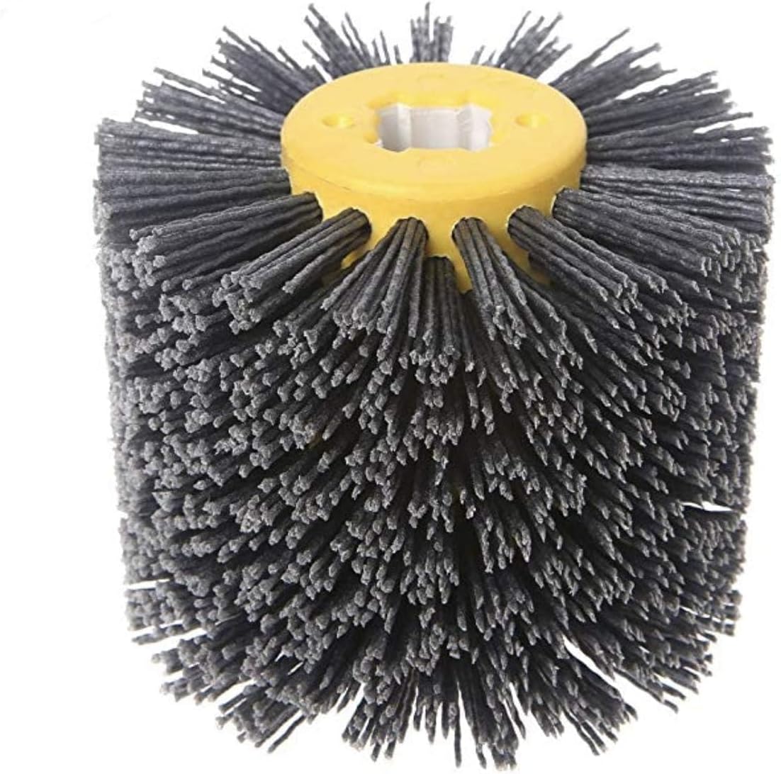 SIGNI New Abrasive Wire Drawing Wheel Drum Burnishing Polishing Brush for Wooden Furniture Floor Polishing 120X100mm 180 Grit 1pack