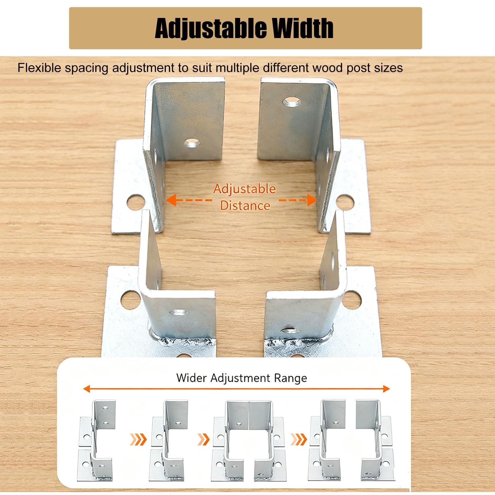 Soporte para Poste Base para Postes de Madera Soportes para Postes De Cerca para Postes De Metal A Madera | /2 Piezas 4 Piezas/ Ajustable/ Reversible/ Sin Excavación, Pérgola, Bandera(4pc)