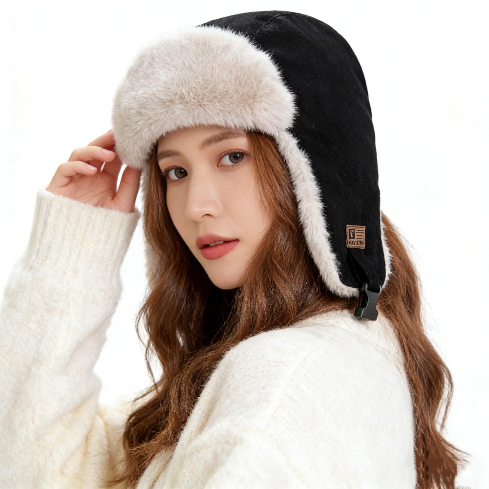 Amazon.com: Women Winter Furry Trapper Hat with Earflaps Warm Faux