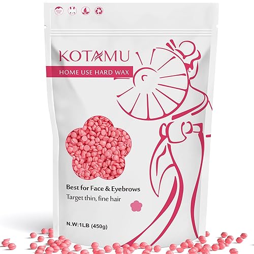 KOTAMU Perlas de cera dura para depilación profesional de granos de cera para piel sensible, cabello fino y fino, 1 libra, cera dura rosa, ideal