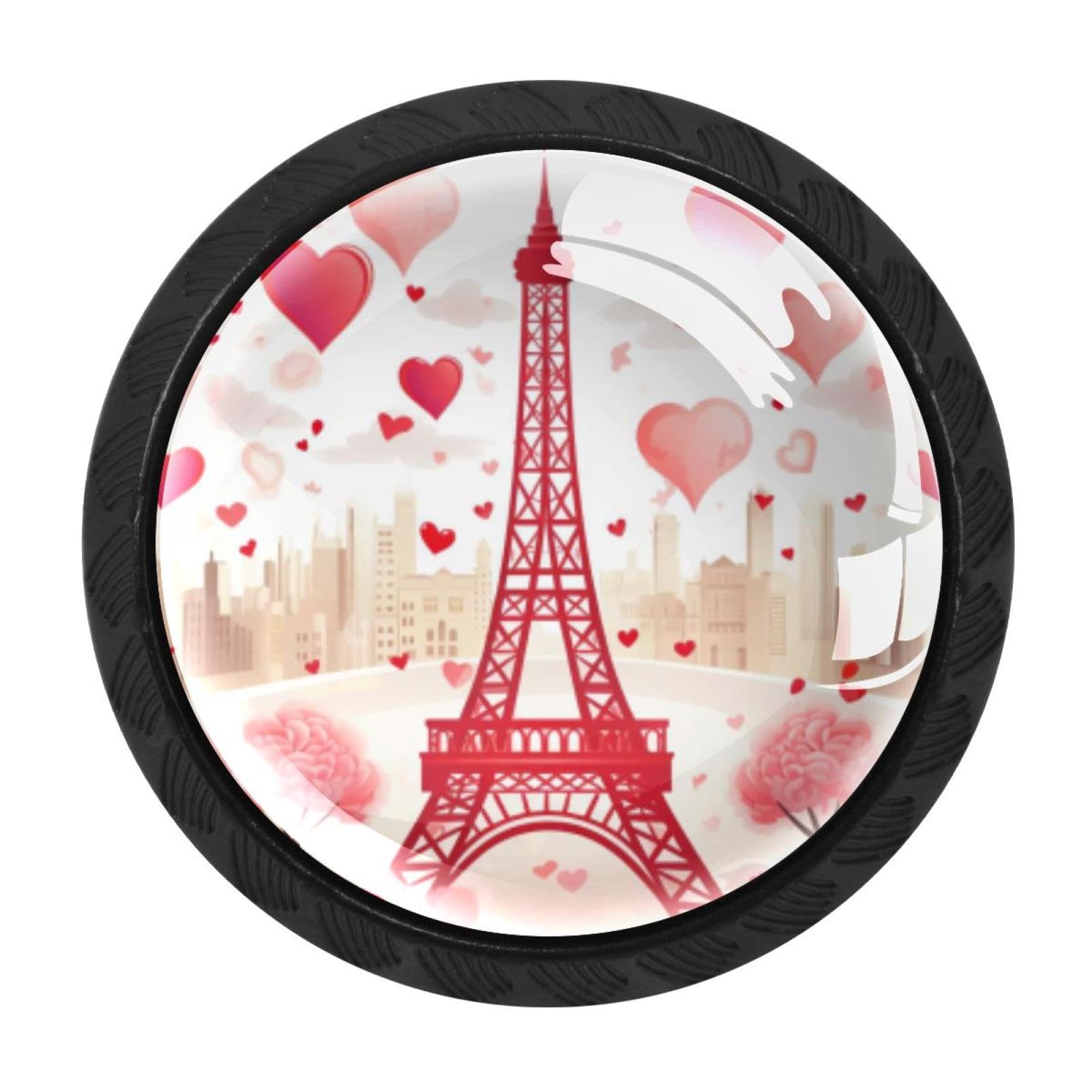 Chenzzzz Multicolored 04 4 Pack Eiffel Tower Valentine's Day Drawer Knob Cabinet Hardware