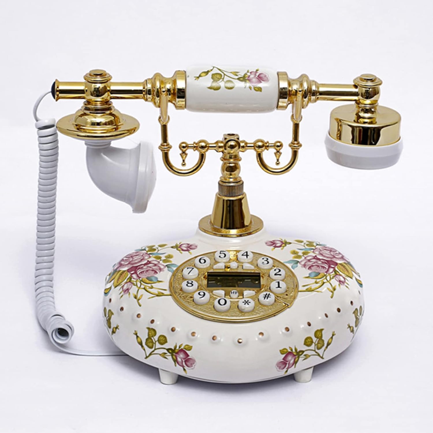 Large Size Heart Shaped Ceramic Antique Retro Telephone Corded Retro Old Fashion Rotary Phones Desk Phone