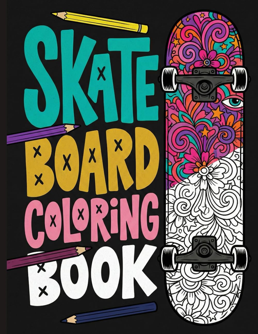 Skateboard Coloring Book: A creative fun skateboarding sport coloring book