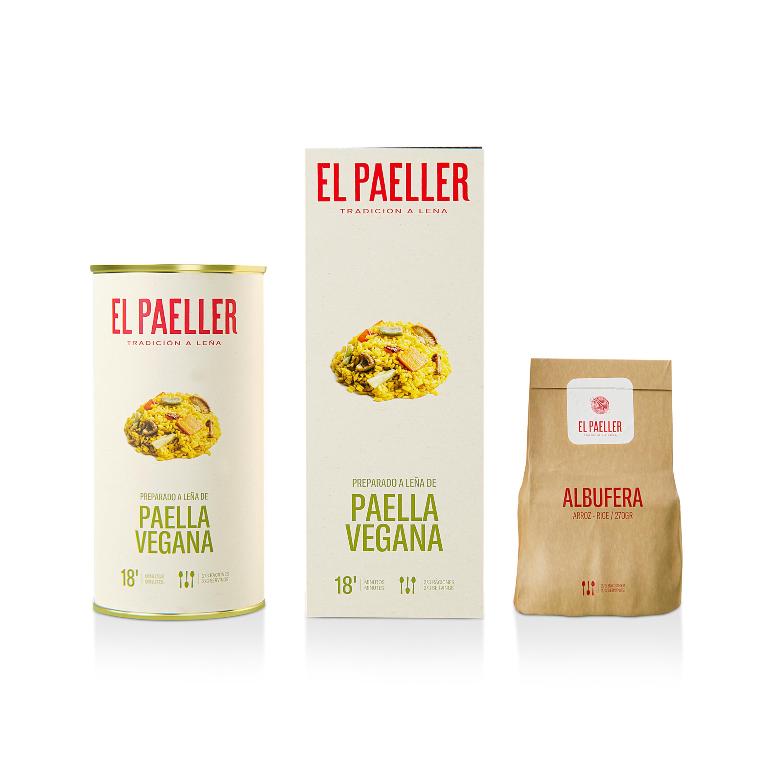 EL PAELLER - Paella Kit | Preparato per Paella di Verdure | Cotto Artigianalmente a Legna | Ingredienti 100% Naturali | Per 2-3 Persone | Facile da Preparare in soli 18 Minuti | Senza Glutine