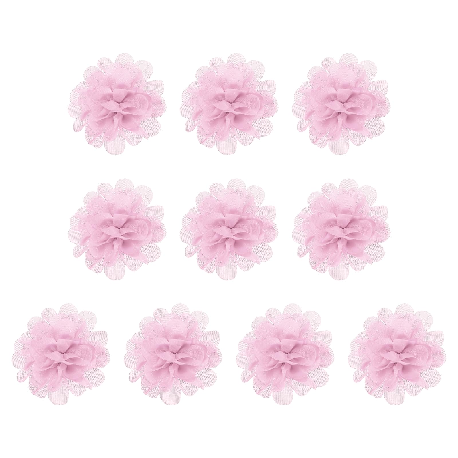 Photo 1 of PATIKIL 2.8" Chiffon Flowers, 10 Pcs Mesh Fabric Flowers Sewing Fabric Appliques Headband Embellishments for DIY Craft Wedding Decor, Light Pink