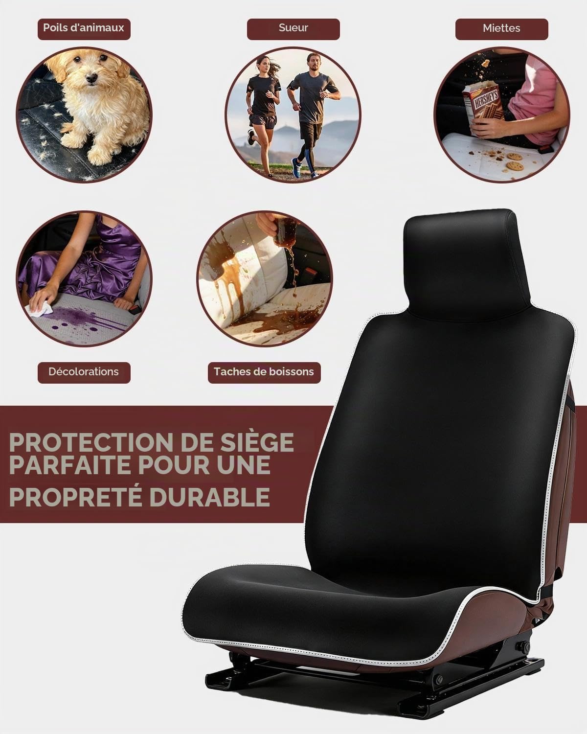 Housse de siège auto Néoprène - Protection accoudoirs & ceintures - Résistante aux taches (huile, transpiration) - Lavable facile - Antidérapante - Enfants, chiens, voyages
