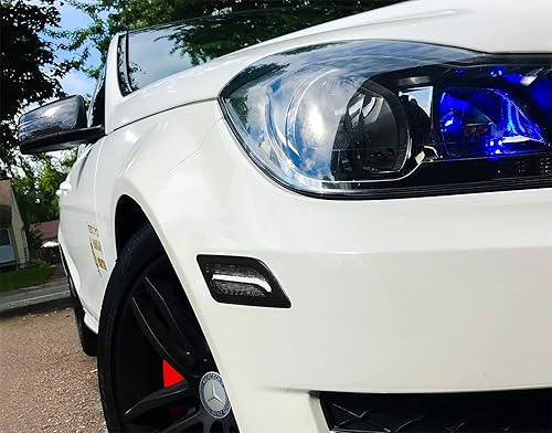 Miniatura 4 de iJDMTOY Kit de luz de marcador frontal LED blanco con lente ahumada, compatible con Mercedes W204 LCI C250 C300 C350 Sedán/Coupe 2012-14, alimentado