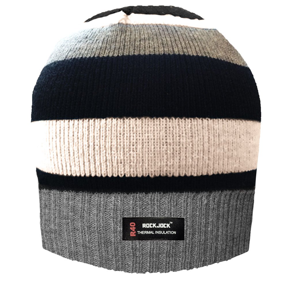 ROCKJOCK R40 Boys Knitted Striped Winter Beanie HAT with R40 Advanced Thermal Insulation