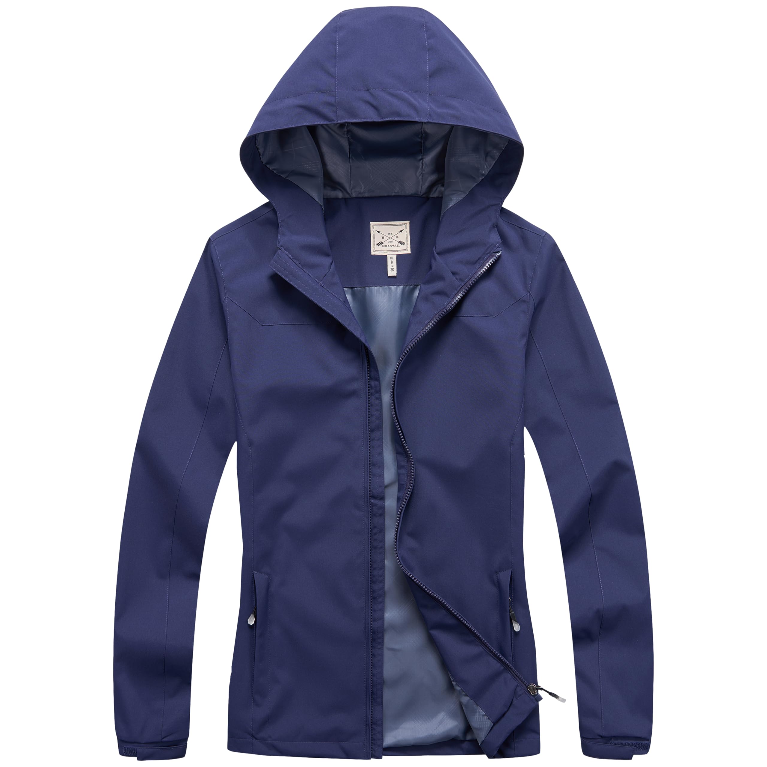 Blu Apparel Veste de pluie imperméable à capuche coupe-vent pour femme