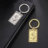 Vista 6 de TEAMER Skeleton Tarot Cards Keychains Stainless Steel Amulet Marigold Tarot Card Major Arcana Keyring for Keys Cars Bags
