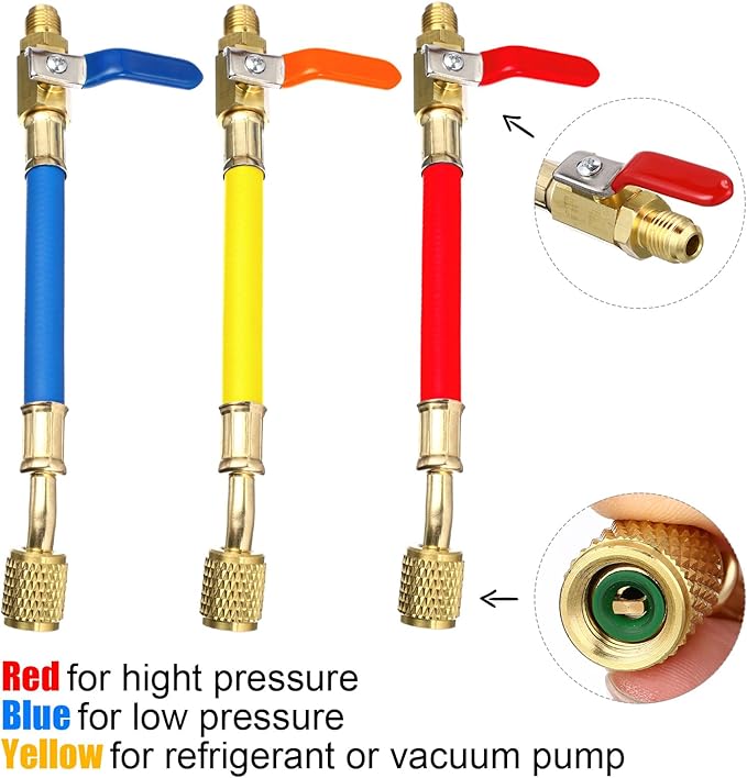 Kit de Mangueras de Carga y Adaptador R410a Tujoe 52 Pzas miniatura 3