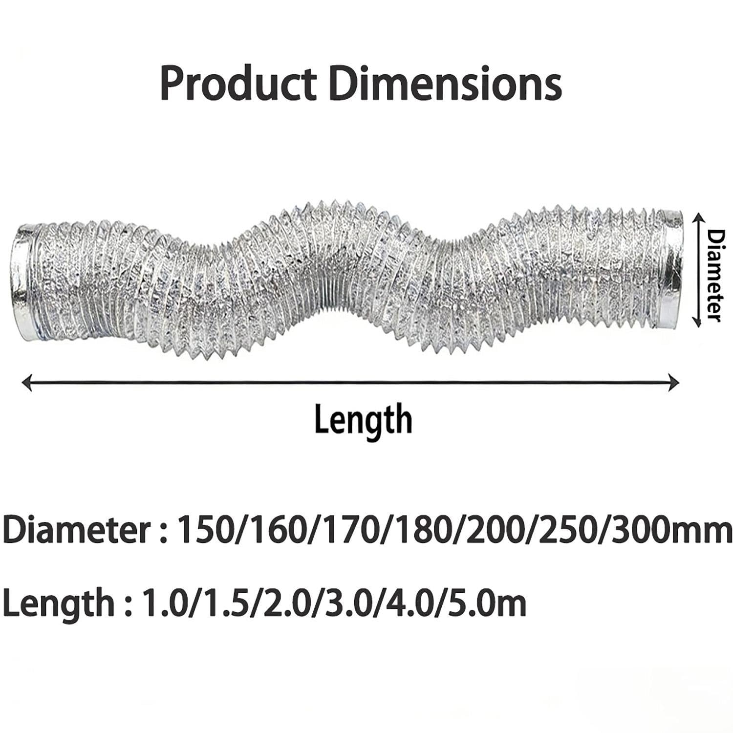Genérico Tubo de Ventilación Flexible de Aluminio de 200mm